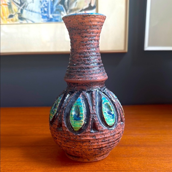 Retro Mcm vintage ceramic vase design signed Ninnie  pottery made in Sweden - Picture 3 of 6